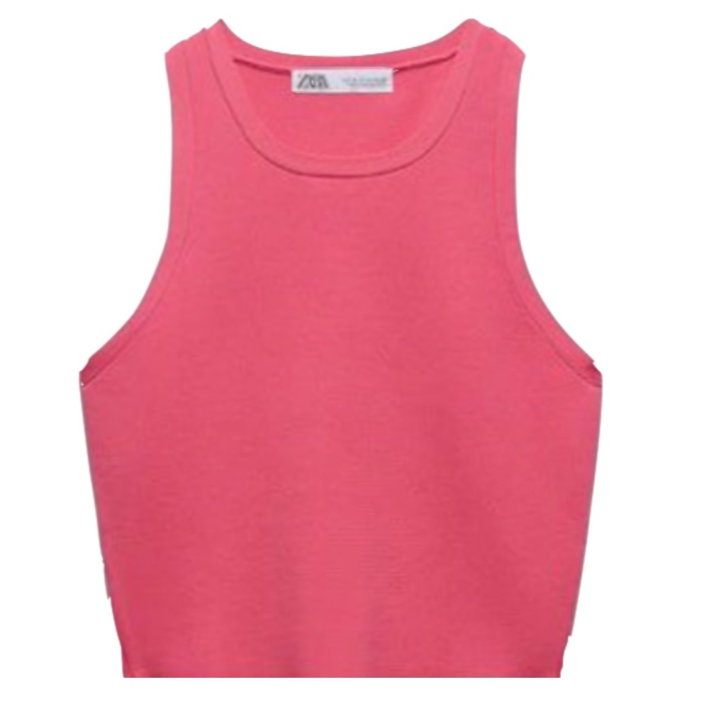 Zara Hot Pink Knit Crop Top (L)